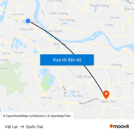 Vật Lại to Quốc Oai map