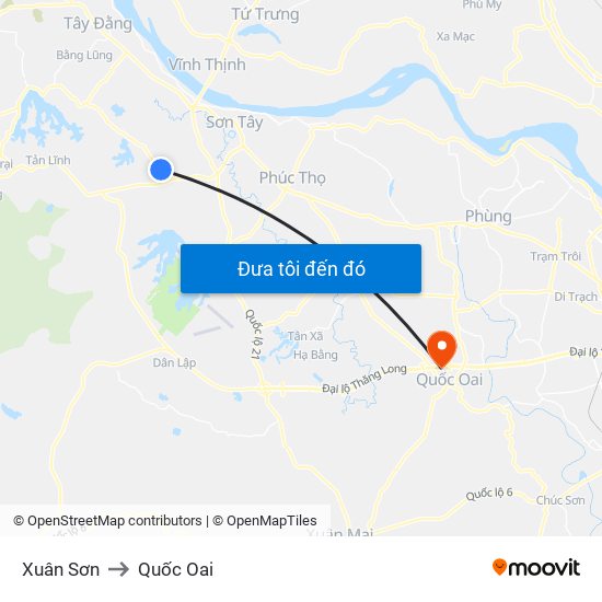 Xuân Sơn to Quốc Oai map