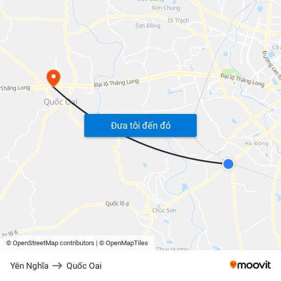 Yên Nghĩa to Quốc Oai map