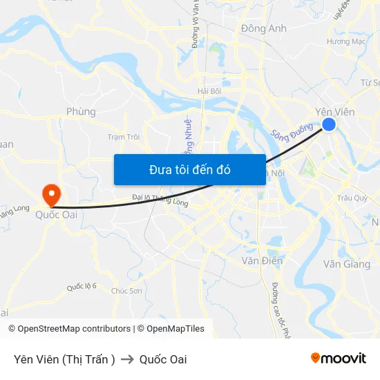 Yên Viên (Thị Trấn ) to Quốc Oai map