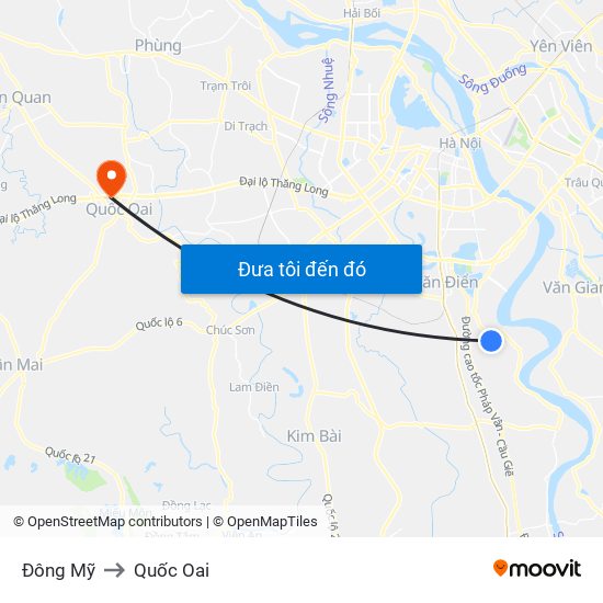 Đông Mỹ to Quốc Oai map