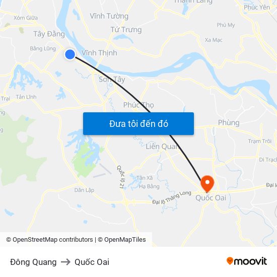 Đông Quang to Quốc Oai map