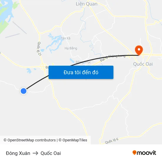 Đông Xuân to Quốc Oai map