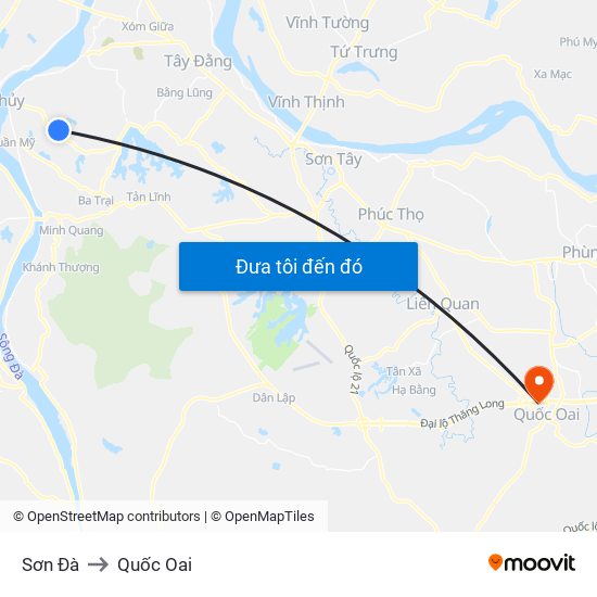 Sơn Đà to Quốc Oai map