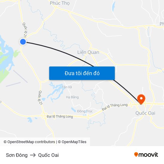 Sơn Đông to Quốc Oai map