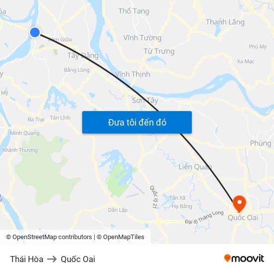 Thái Hòa to Quốc Oai map