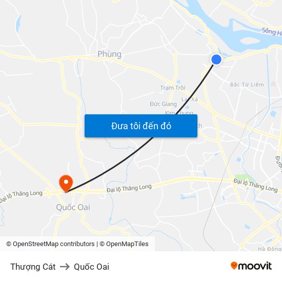 Thượng Cát to Quốc Oai map