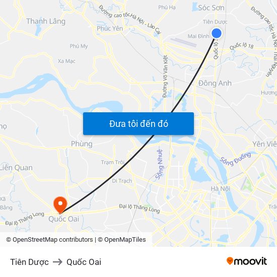 Tiên Dược to Quốc Oai map