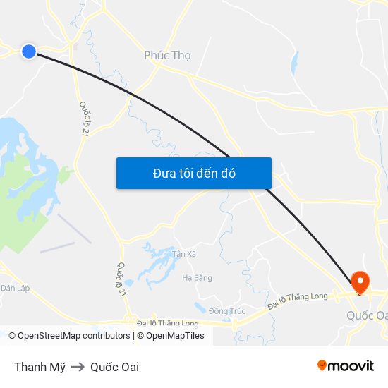 Thanh Mỹ to Quốc Oai map