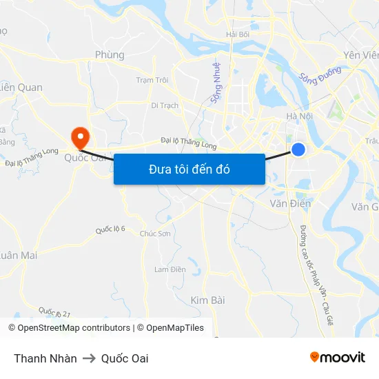 Thanh Nhàn to Quốc Oai map
