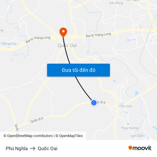 Phú Nghĩa to Quốc Oai map