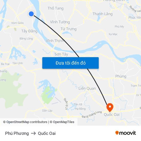 Phú Phương to Quốc Oai map