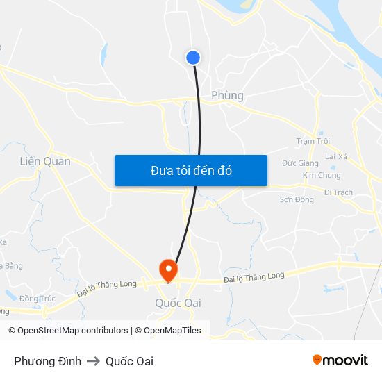 Phương Đình to Quốc Oai map