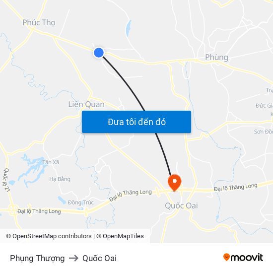 Phụng Thượng to Quốc Oai map