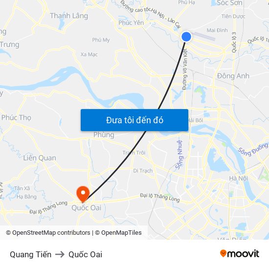 Quang Tiến to Quốc Oai map