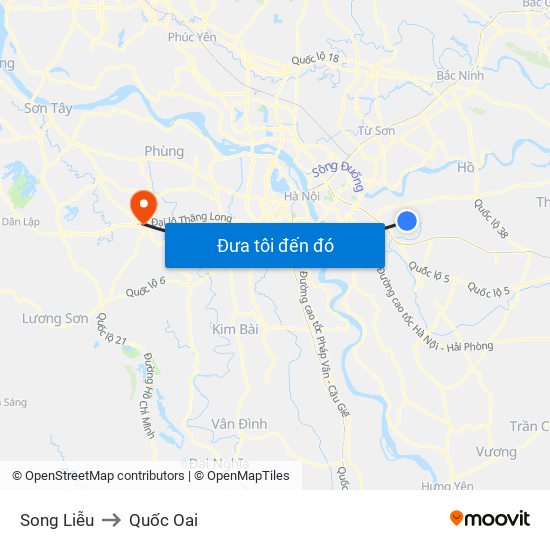 Song Liễu to Quốc Oai map