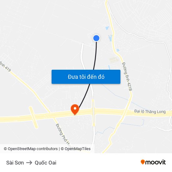 Sài Sơn to Quốc Oai map