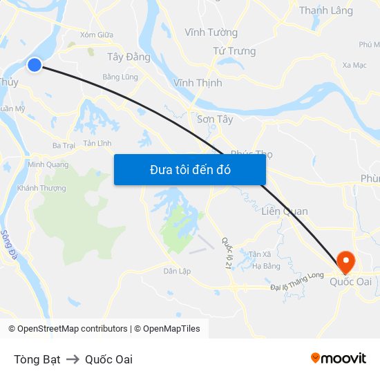 Tòng Bạt to Quốc Oai map