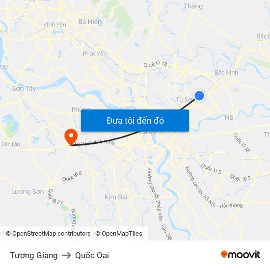 Tương Giang to Quốc Oai map