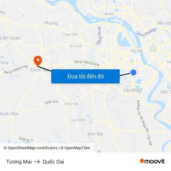 Tương Mai to Quốc Oai map