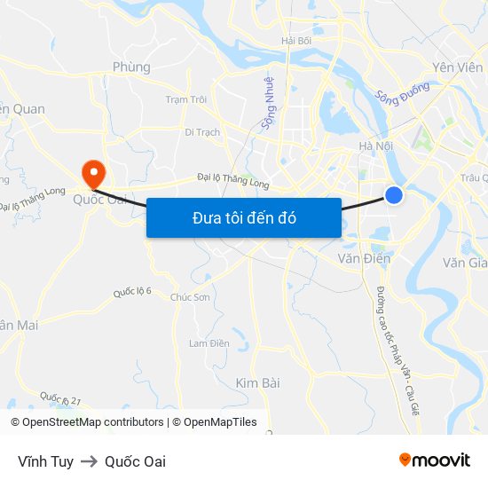 Vĩnh Tuy to Quốc Oai map