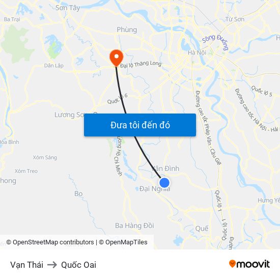 Vạn Thái to Quốc Oai map