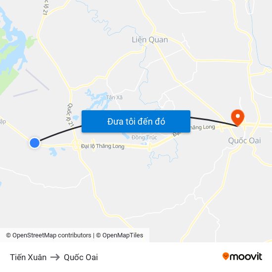 Tiến Xuân to Quốc Oai map