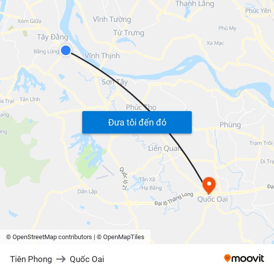 Tiên Phong to Quốc Oai map