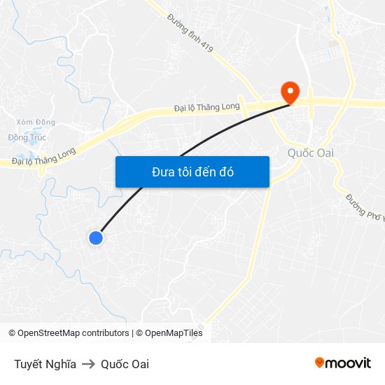 Tuyết Nghĩa to Quốc Oai map
