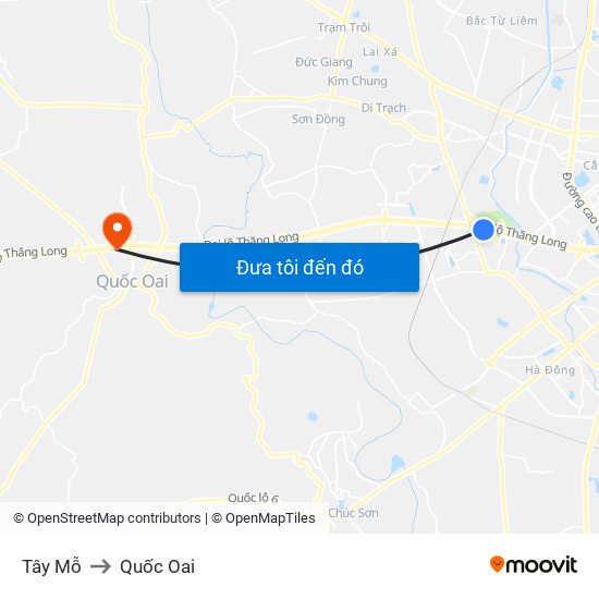 Tây Mỗ to Quốc Oai map