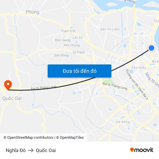 Nghĩa Đô to Quốc Oai map