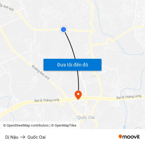 Dị Nậu to Quốc Oai map