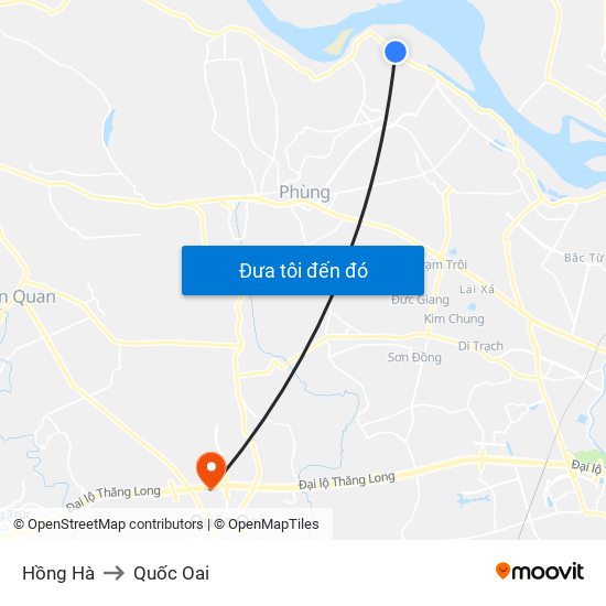 Hồng Hà to Quốc Oai map