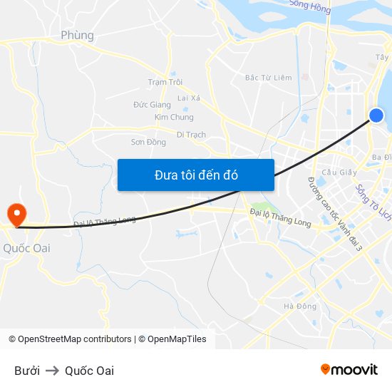 Bưởi to Quốc Oai map