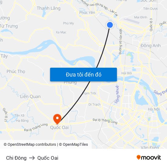 Chi Đông to Quốc Oai map