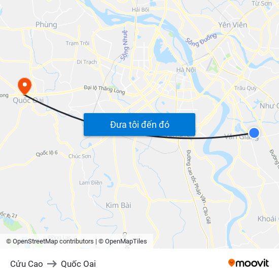 Cửu Cao to Quốc Oai map