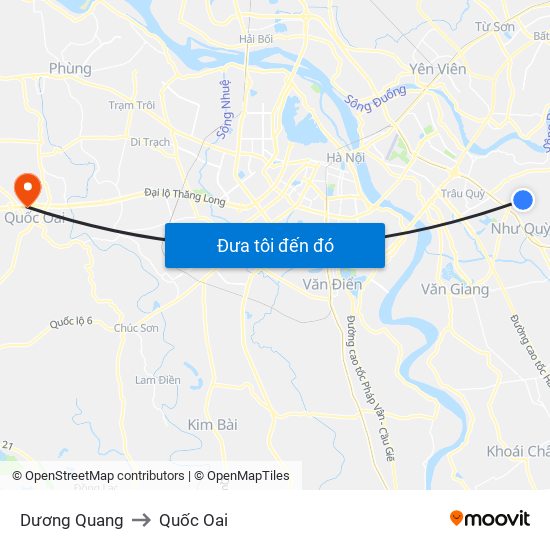 Dương Quang to Quốc Oai map