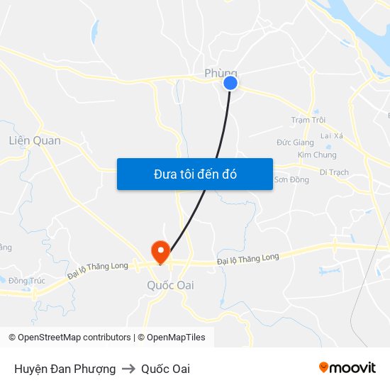 Huyện Đan Phượng to Quốc Oai map