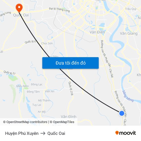 Huyện Phú Xuyên to Quốc Oai map