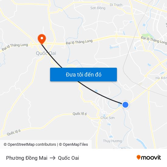 Phường Đồng Mai to Quốc Oai map