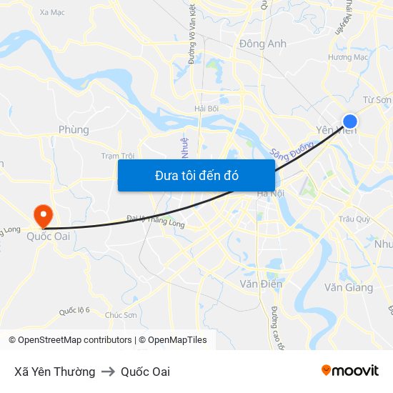 Xã Yên Thường to Quốc Oai map