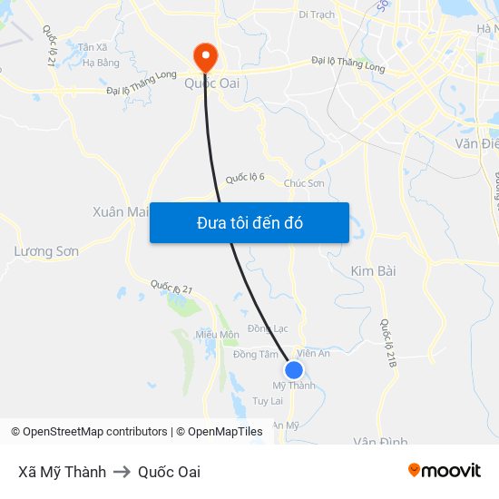 Xã Mỹ Thành to Quốc Oai map