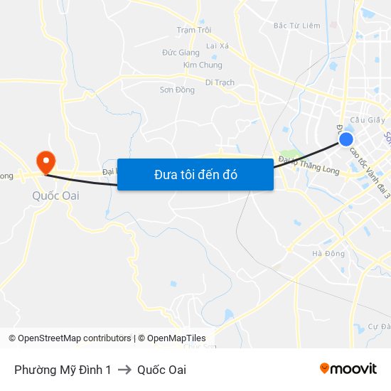 Phường Mỹ Đình 1 to Quốc Oai map