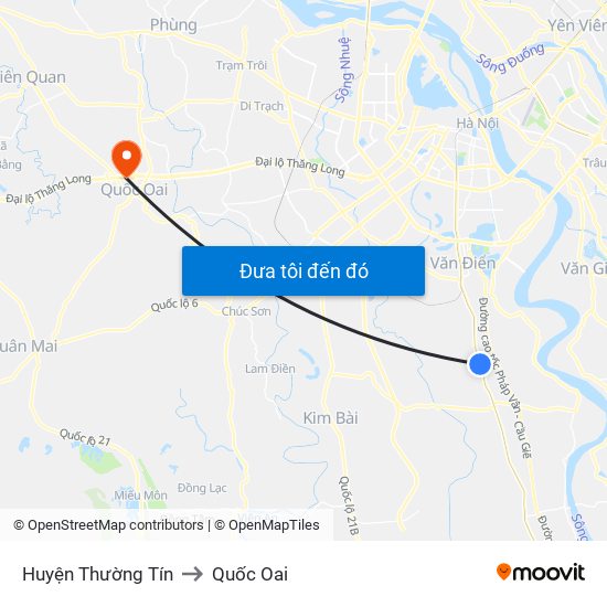 Huyện Thường Tín to Quốc Oai map