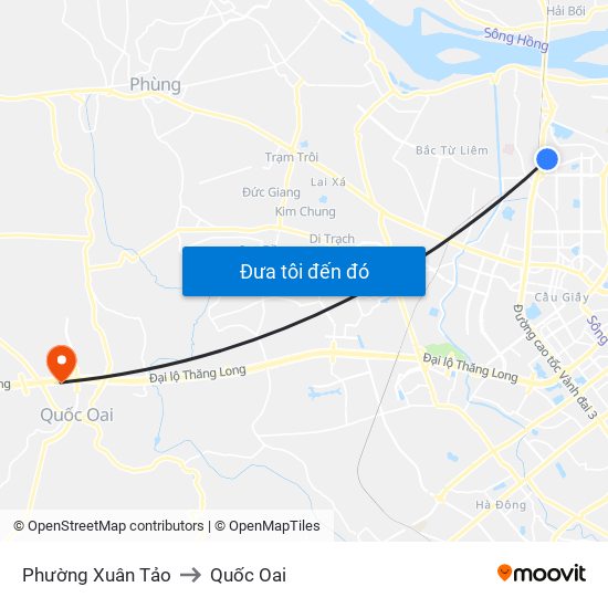Phường Xuân Tảo to Quốc Oai map