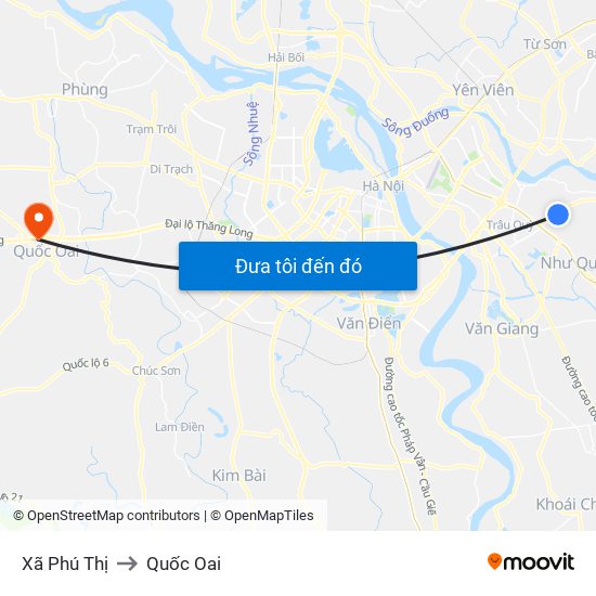 Xã Phú Thị to Quốc Oai map