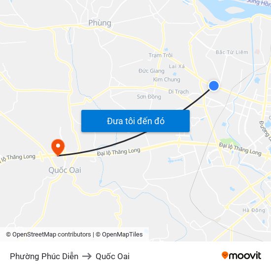 Phường Phúc Diễn to Quốc Oai map