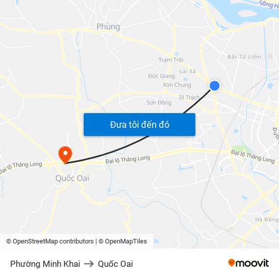Phường Minh Khai to Quốc Oai map