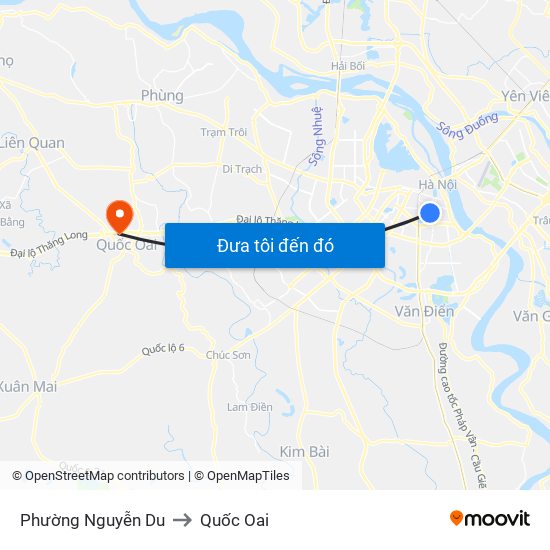 Phường Nguyễn Du to Quốc Oai map