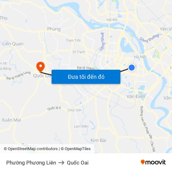 Phường Phương Liên to Quốc Oai map